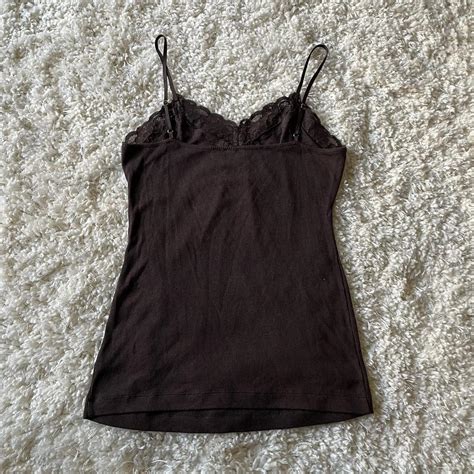 Vintage Y2k Chocolate Brown Lace Cami By Worthington Depop