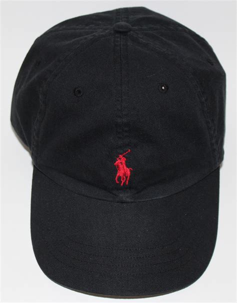 Polo Ralph Lauren Black/Red Pony Logo Strapback Hat — Roots