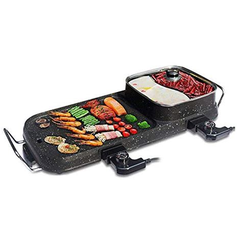 Lamyanran Fondue Fritteusen BBQ Grill Hot Pot Non Stick Elektrobackblech Multi Funktions