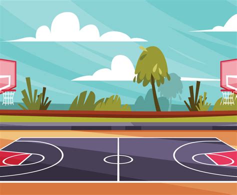 Outdoor Basketball Court Background Vector Art And Graphics