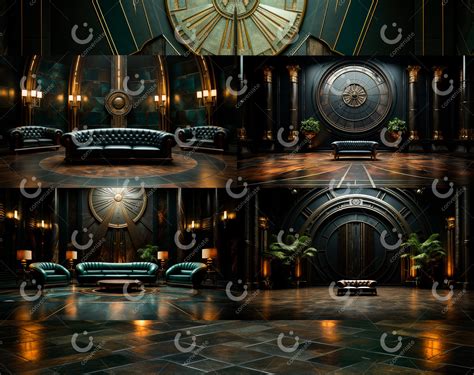 Art Deco Hotel Lobby Backdrops Vintage Elegance High Res Digital