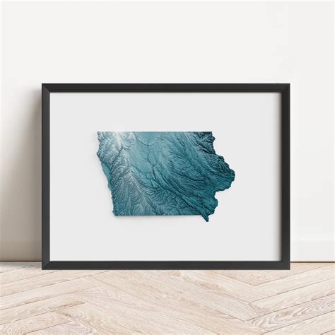 Iowa Elevation Map. Framed Topographic Poster – Mappedwell