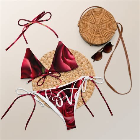 All Over Print Recycled String Bikini Women Bikini Summer Bikini Gift Valentines Days Etsy