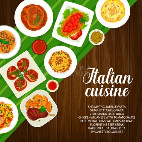 Italian Food Cuisine Pasta Menu Italy Restaurant Stock Vector