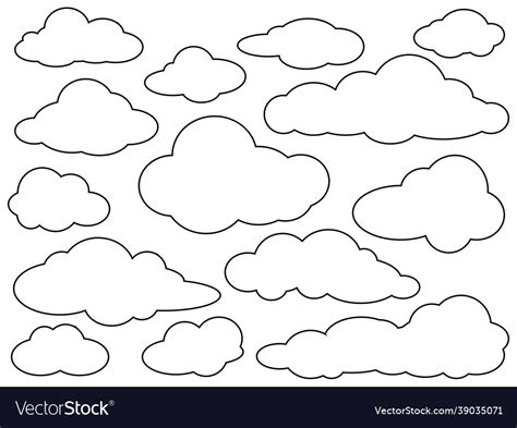 Cloud outline set Royalty Free Vector Image - VectorStock