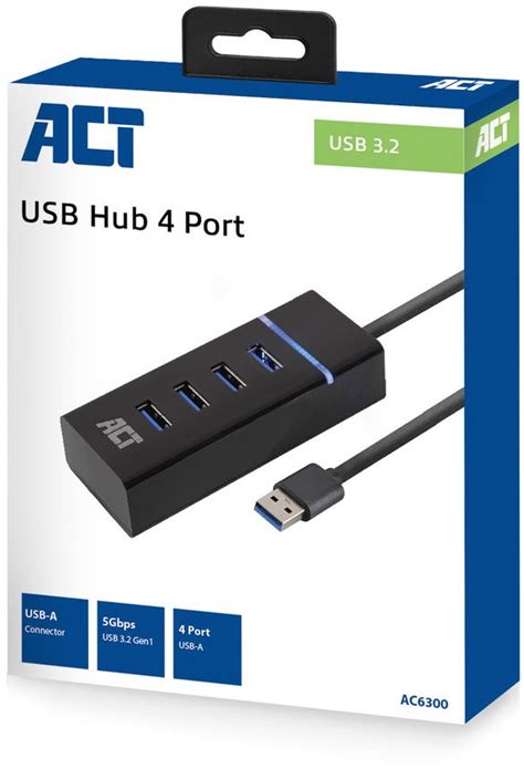 Act Hub 4 Poorts Usb 30 Blok Zwart Opus Nederland Bv