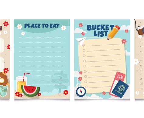 Set of Travel Bucket List Template | FreeVectors