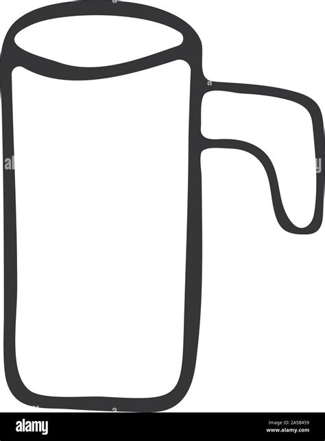 A Mug Of Coffee Or Other Drinks Black And White Doodle Style Hand