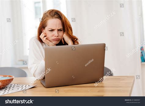 13022 Confused Woman On Computer Images Stock Photos And Vectors