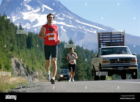 Participants Runners On Highway 26 Mount Hood To Coast Relay Race