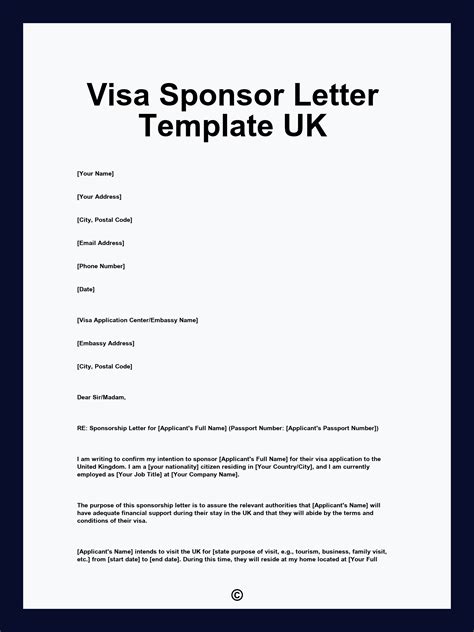 Visa Sponsor Letter Template UK