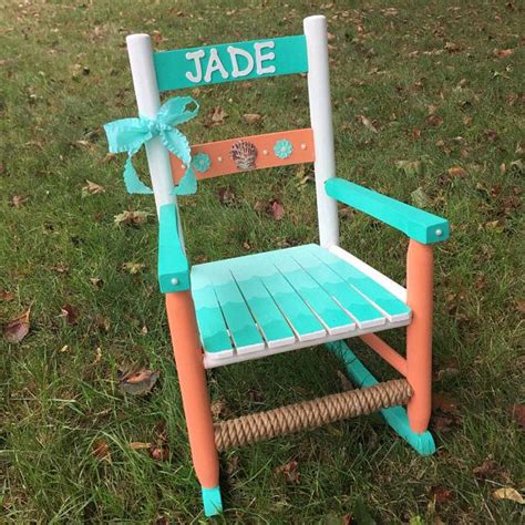 Hand Painted Rocking Chair Kids Rocking Chair Nautical Kids Rocking