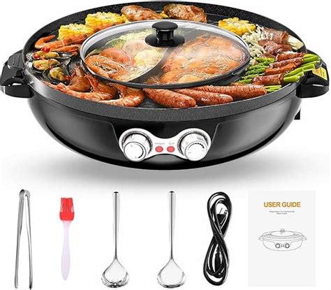 Amazon Hot Pot With Grill W In Electric Hot Pot Grill Cooker With Dual Temperature