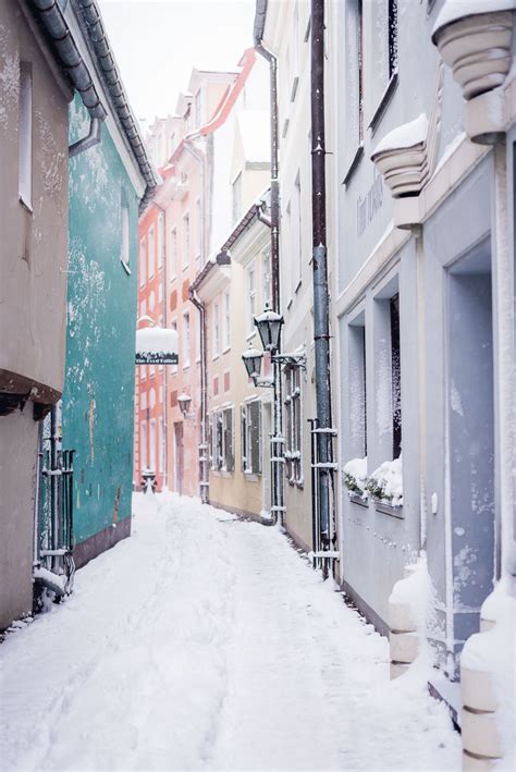 Snowy Riga, Latvia in January - sateless suitcase