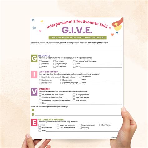 DBT GIVE Skill Worksheet – Mental Health Center Kids