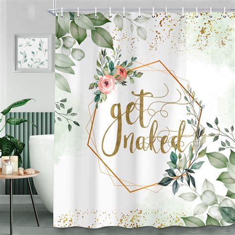 Green Leaves Shower Curtain Flower Floral Shower Curtain For Bathroom Get Naked Shower Curtain