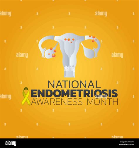 National Endometriosis Awareness Month Icon Design Infographic Health Vector Illustration