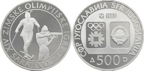 Jugoslawien 500 Dinar 1983 Olympische Winterspiele Sarajewo 1984