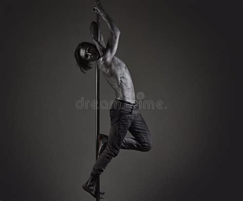 Pole Dancer Man Muscular Men With Bare Naked Body Torso Pole Dancing