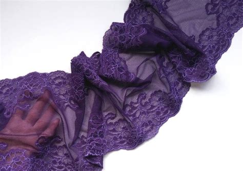 Purple Stretch Lace Wide Floral Lingerie Bra Making Laсe Trim Width Inch Cm