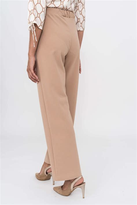 Pantalon Punto Crepe Beige Precchio