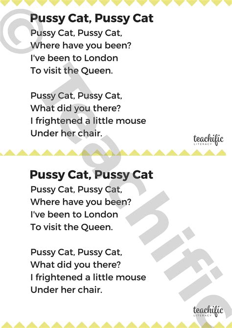 Poems K 2 Pussy Cat Pussy Cat Teachific