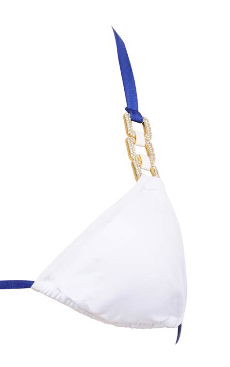 Clothing Swimwear Rio Navy And White Bikini With Gold Embellishments