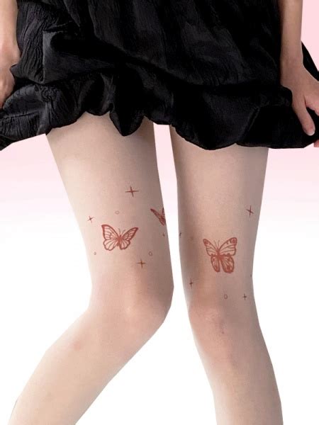 Nude Color Butterfly Pattern Tights