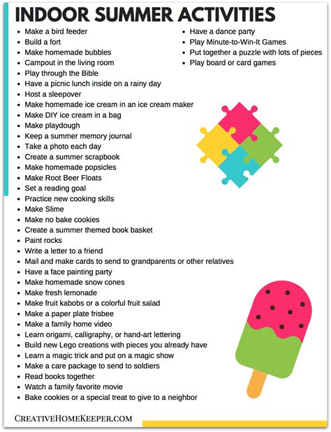 Indoor Summer Activities Ss Creative Home Keeper