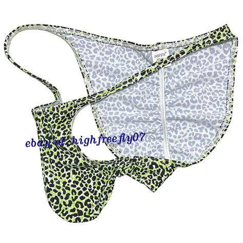 Mens Leopard Bikini Briefs Underwear Male Pucker Brazilian Bikinis