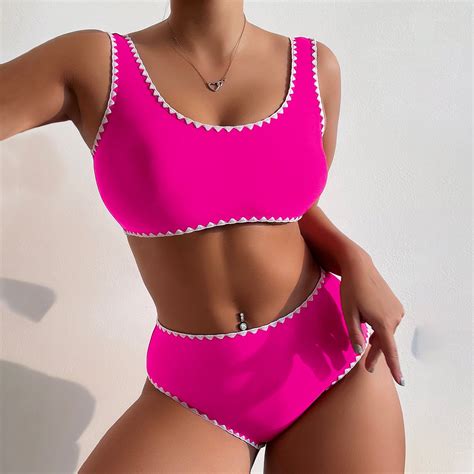 Snowsong Swim Suits Bikini Sets Women Soild Print Bikinis Swimsuit Sexy High Waist Bikini Set