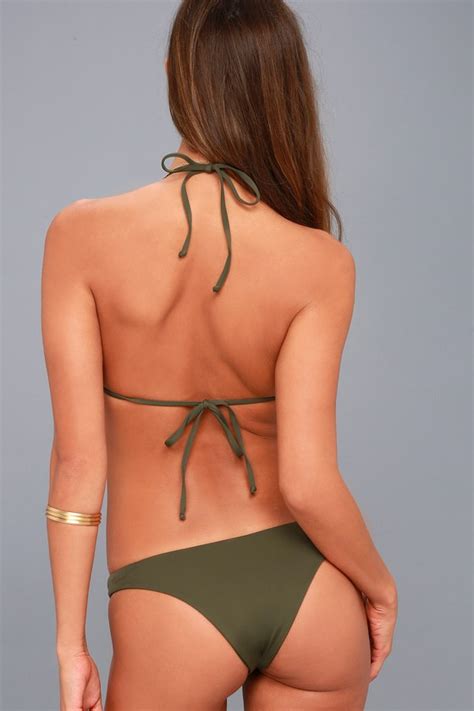 Cute Olive Green Bikini Bottoms High Cut Bikini Bottoms