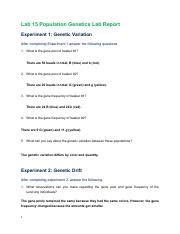 Bio Lab Pdf Lab Population Genetics Lab Report Experiment