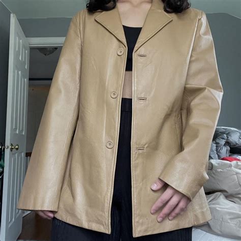 Nude Oversized Genuine Leather Blazer I Am A Depop
