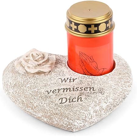 Amazon De Novaliv Grabschmuck Herz Grau Mit Rose Spruch Wir Vermissen