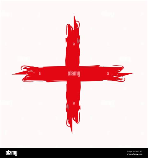Red Plus Icon On White Background Paint Marker Strokes Math Backdrop