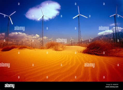 Windmill Farm In Desert Stock Photo Alamy