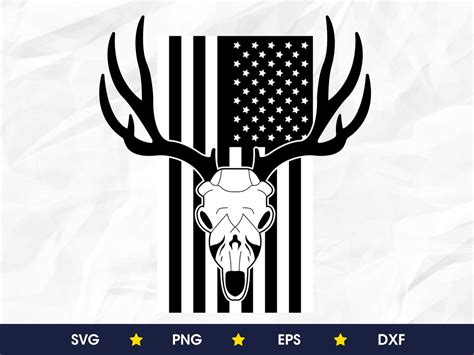 Deer Skull Svg Distressed Flag Svg Deer Head Svg Hunting Etsy The