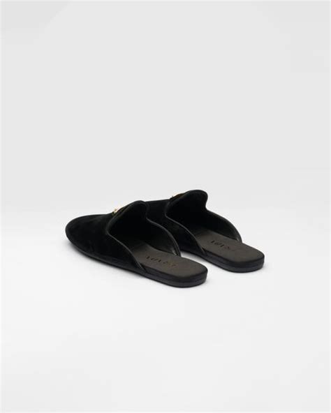 Prada Velvet Slippers In Black Lyst