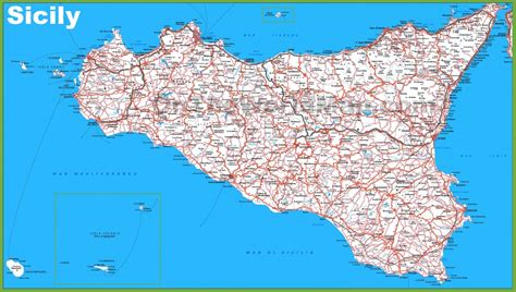 Road Map Of Sicily With Cities And Towns - Printable Map Of Sicily - Printable Maps