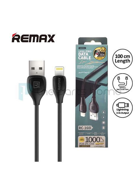 Remax Lesu Pro Series USB A To Lightning Charging Cable 100cm Black