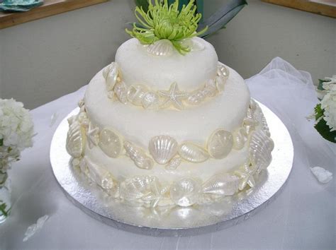 White Chocolate Seashell Wedding Cheesecake