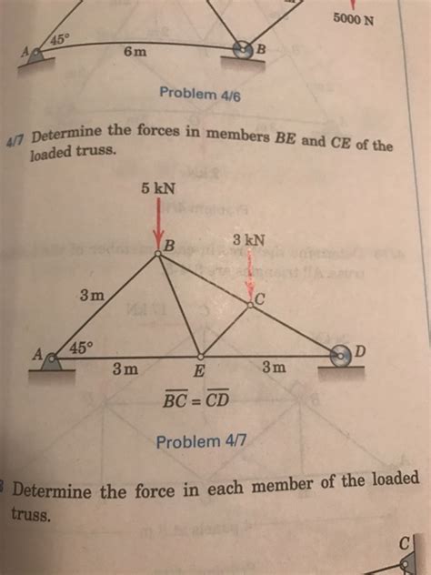 Solved Determine The Forces In Members Be And Ce Of The Chegg