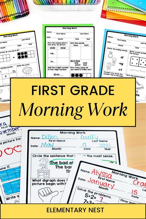 First Grade Morning Work Math Grammar Ela And Reading Review