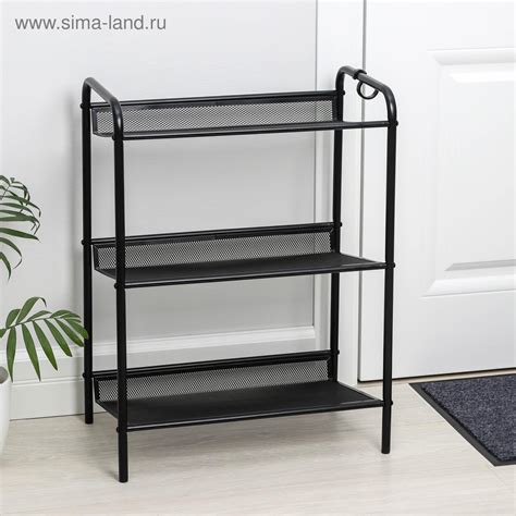 Подставка для обуви «Женева-13», 3 полки, 45×27×60 см, чёрная (5698068 ...