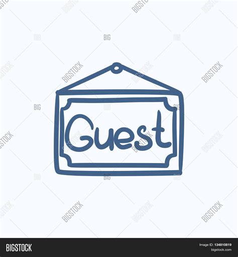 Hanging Board With Word Guest Vector Sketch Icon Isolated On Background