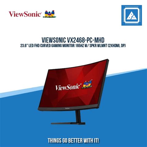 VIEWSONIC VX2468-PC-MHD 23.6" LED FHD CURVED GAMING MONITOR 165HZ W/ S ...