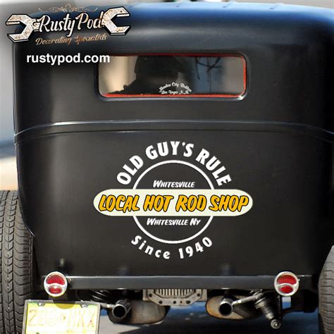 Personalized Hot Rod Shop Lettering Vinyl Sticker Rustypod Store