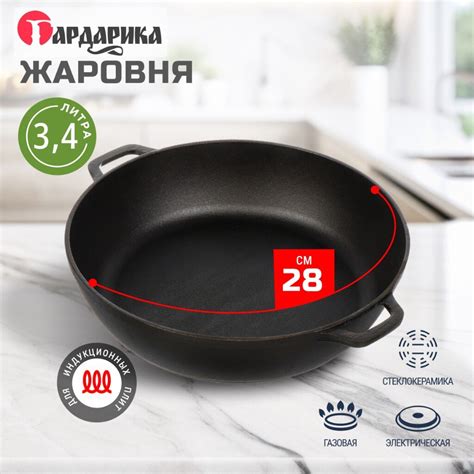 Жаровня чугун, 28 см, 3.4 л, Гардарика, 1828, индукция в Москве: цены ...