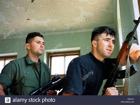 Mostar Bosnia 17 August 1993 Bosnian Croat Soldiers Shoot Out Of